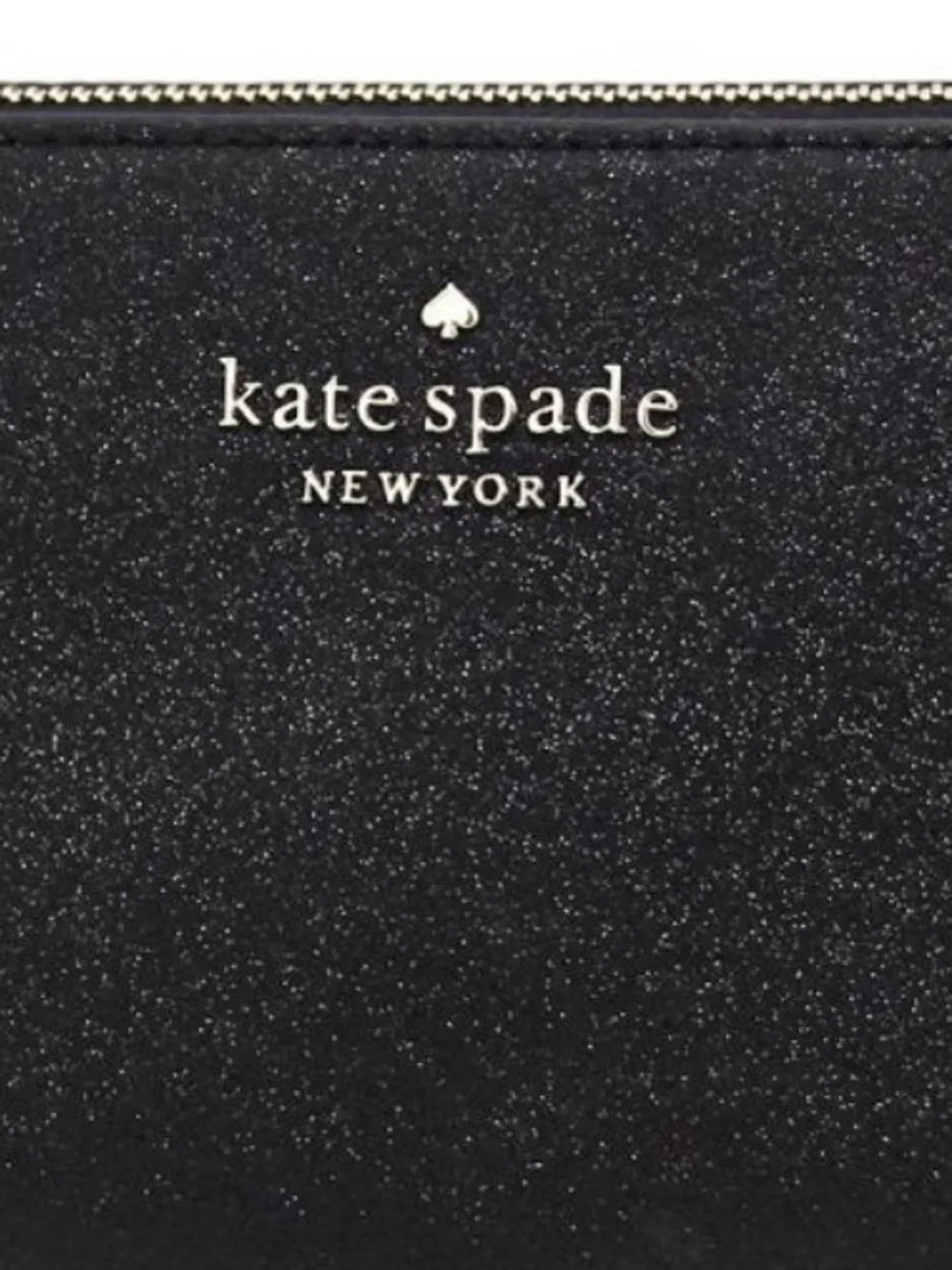 NWT Kate Spade New York Tinsel Glitter Fabric Small Cosmetic Case Bag Black